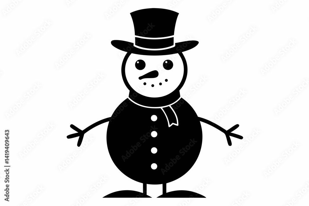 snowman silhouette line art vector illustration snowman silhouette line art vector illustration