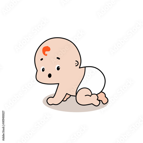 Baby boy crawling around. Cartoon character vector illustration isolated on white