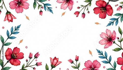 Delicate watercolor paisley floral pattern on white, fabric, spring