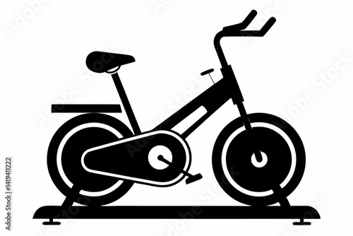 stationary bike silhouette line art vector illustration