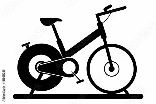 stationary bike silhouette line art vector illustration