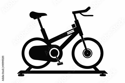 stationary bike silhouette line art vector illustration
