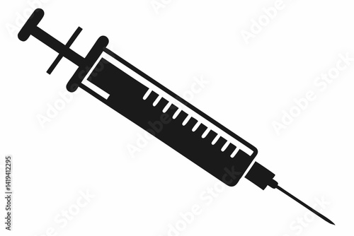 syringe silhouette line art vector illustration