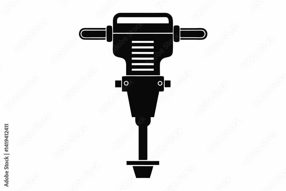 tamping rammer silhouette line art vector illustration tamping rammer silhouette line art vector illustration