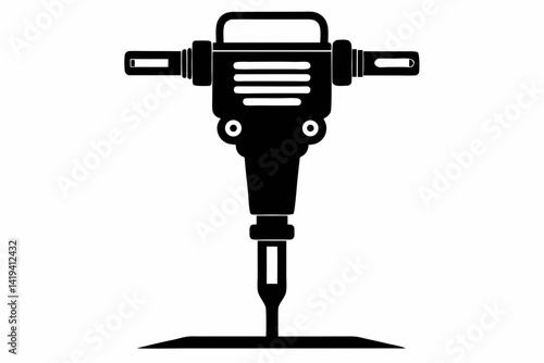 tamping rammer silhouette line art vector illustration