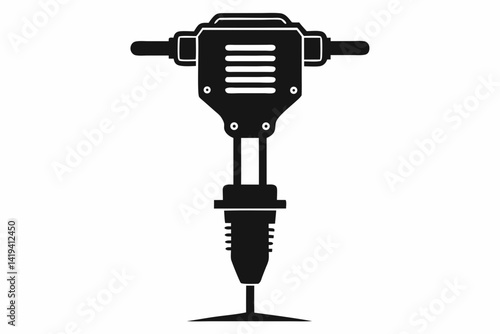tamping rammer silhouette line art vector illustration