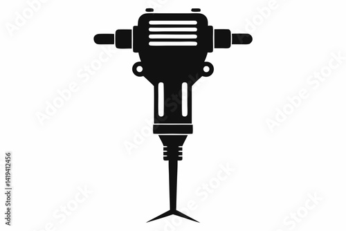 tamping rammer silhouette line art vector illustration