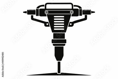 tamping rammer silhouette line art vector illustration