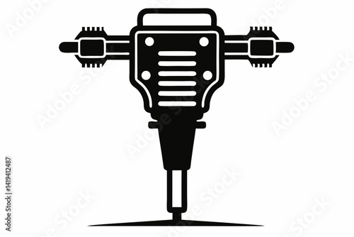 tamping rammer silhouette line art vector illustration