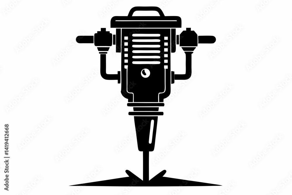 tamping rammer silhouette line art vector illustration tamping rammer silhouette line art vector illustration