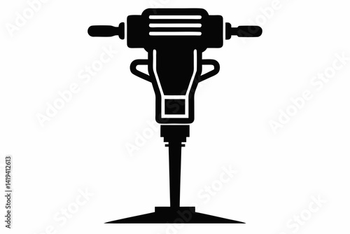 tamping rammer silhouette line art vector illustration