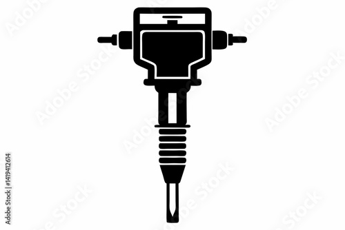 tamping rammer silhouette line art vector illustration