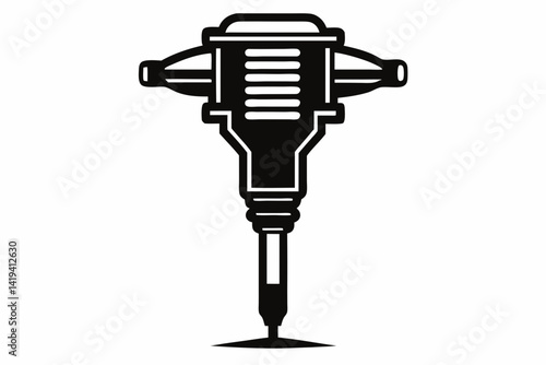 tamping rammer silhouette line art vector illustration