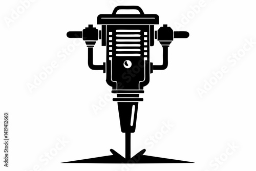 tamping rammer silhouette line art vector illustration