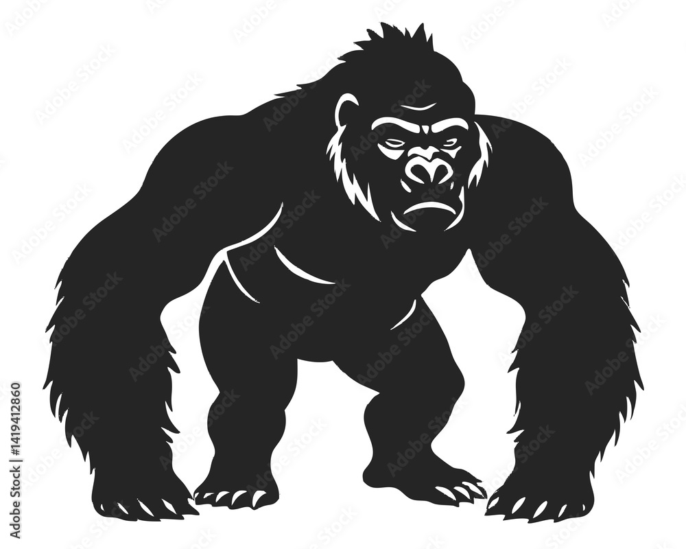 Obraz premium Gorilla vector silhouette illustration on white background