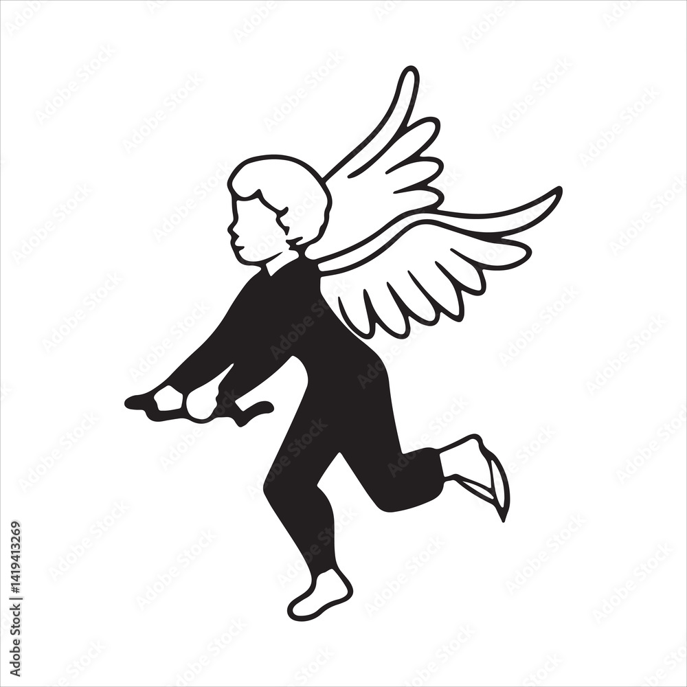 custom made wallpaper toronto digitalFlying Cupid Silhouette Holding Bow Vector Illustration for Valentine’s Day, Love Themes, Romance and Classic Symbols