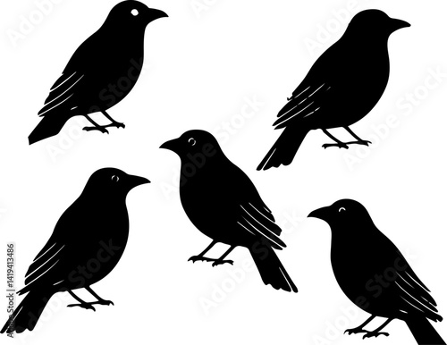 Wallpaper Mural set of silhouettes of birds Torontodigital.ca