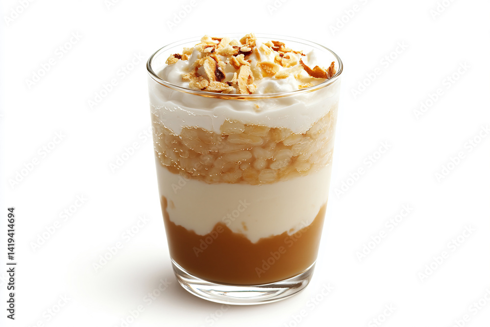 a dessert in a glass with whipped cream and nuts a dessert in a glass with whipped cream and nuts