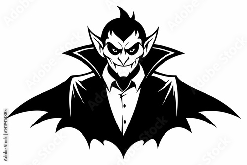 vampire silhouette line art vector illustration