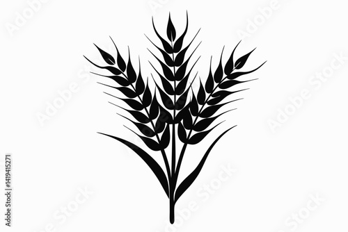 wheat plant silhouette line art vector illustration