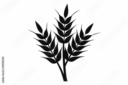 wheat plant silhouette line art vector illustration