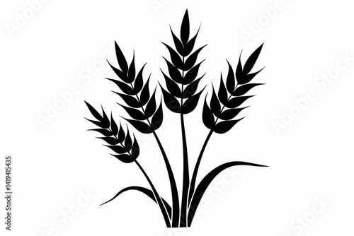 wheat plant silhouette line art vector illustration