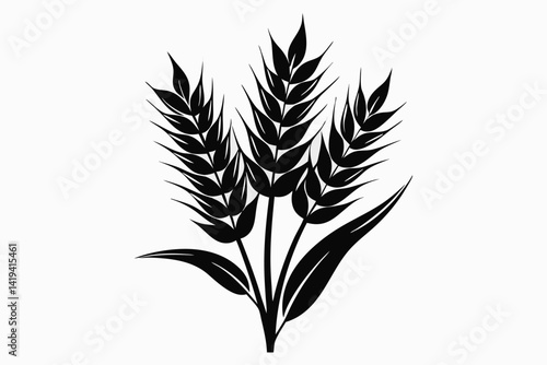 wheat plant silhouette line art vector illustration