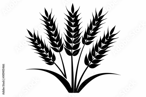 wheat plant silhouette line art vector illustration