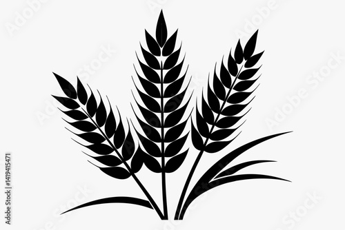 wheat plant silhouette line art vector illustration
