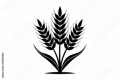 wheat plant silhouette line art vector illustration