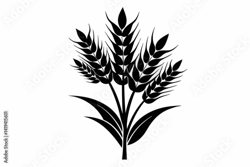 wheat plant silhouette line art vector illustration