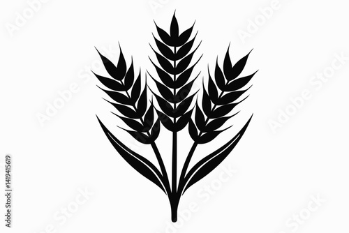 wheat plant silhouette line art vector illustration