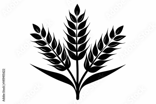 wheat plant silhouette line art vector illustration