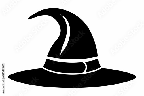 witch hat silhouette line art vector illustration