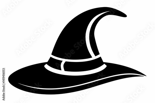 witch hat silhouette line art vector illustration