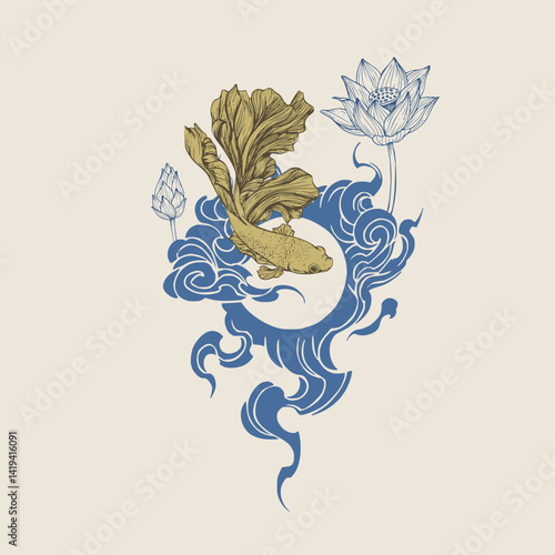 Hand drawn koi illustration
