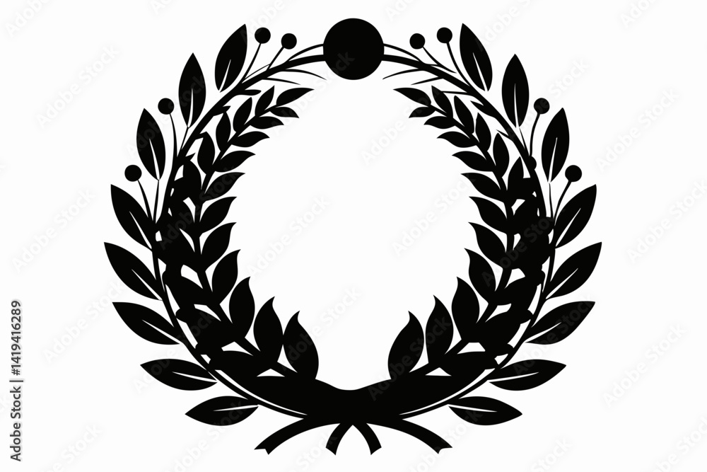 Fototapeta premium wreath silhouette line art vector illustration