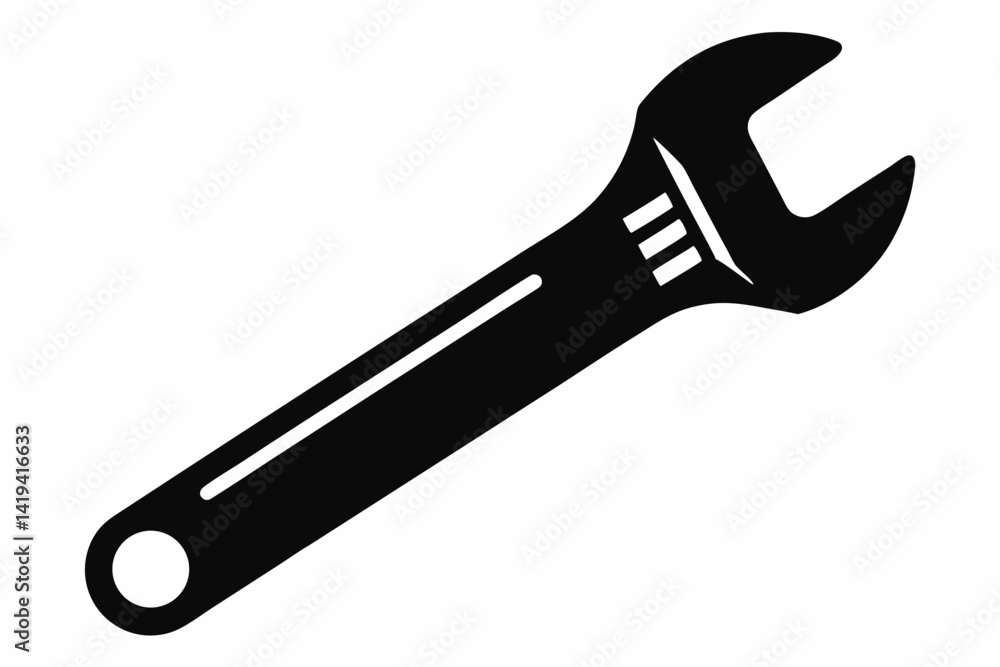 wrench silhouette line art vector illustration wrench silhouette line art vector illustration