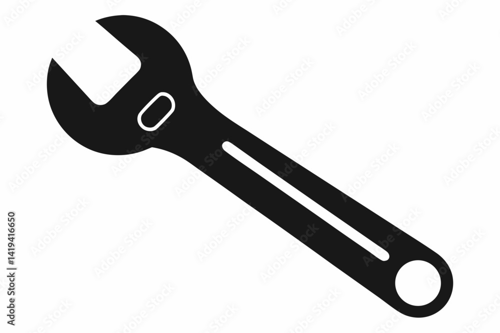 wrench silhouette line art vector illustration wrench silhouette line art vector illustration