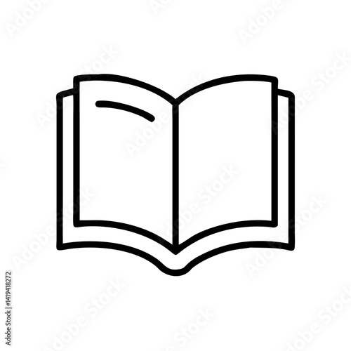 Open Book Icon in Minimalist Style on White Background  