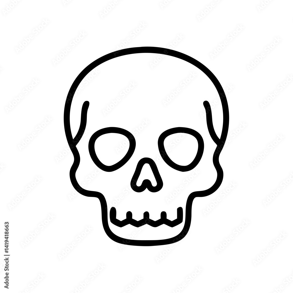 Skull icon in minimalistic style on white background Skull icon in minimalistic style on white background
