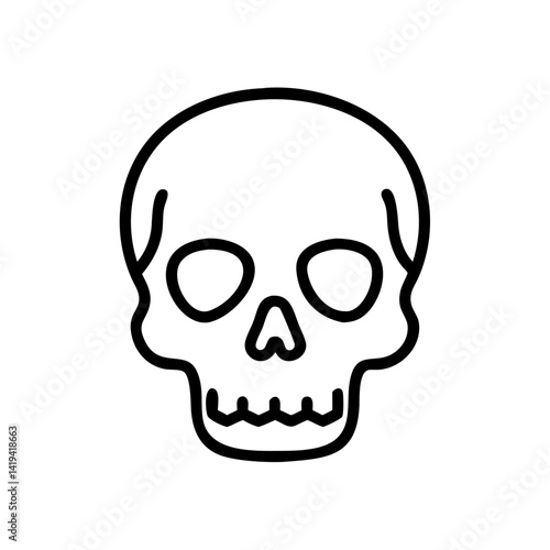 Skull icon in minimalistic style on white background  