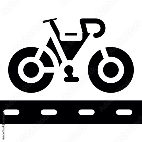 Bicycle Lane Glyph Icon