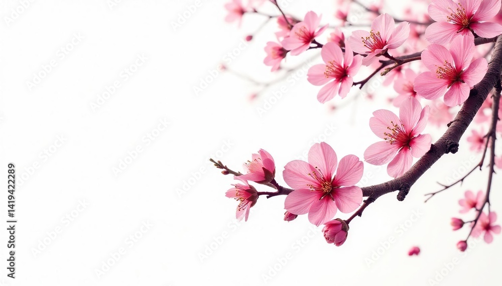 Intricate sakura branch design, stylized floral repeat, white background , elegant, print Intricate sakura branch design, stylized floral repeat, white background , elegant, print