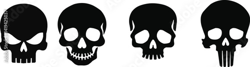 hand drawn vector illustration of a black and white skull