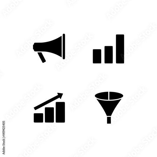 Marketing sales funnel growth chart megaphone business strategy icon vector