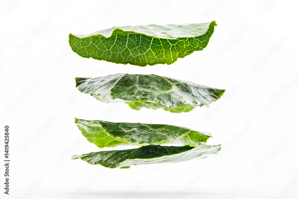 Obraz premium a group of leafy vegetables floating in the air