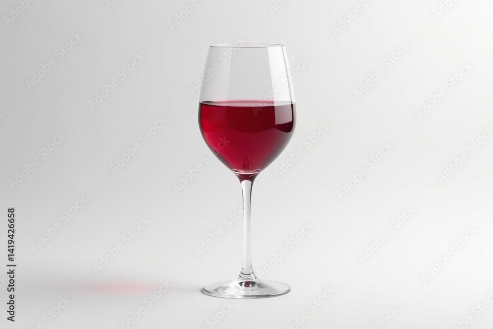 Single glass of ruby red wine against pure white, minimalist style, white background, wine glass, color Single glass of ruby red wine against pure white, minimalist style, white background, wine glass, color