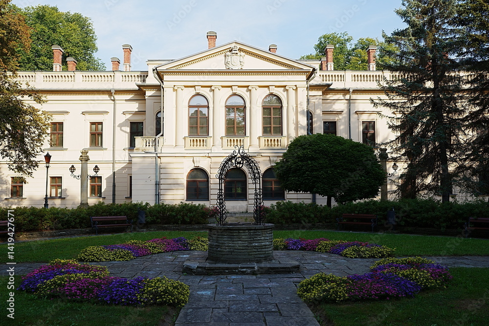 Obraz premium Garden and elevation of new castle in Zywiec city in Poland