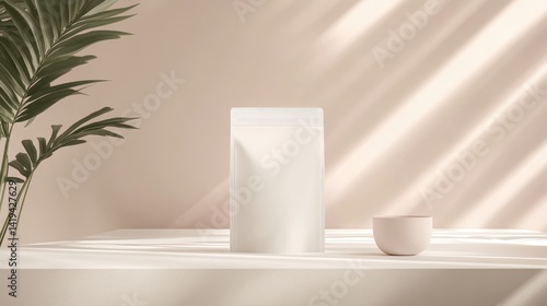 Wallpaper Mural Elegant white pouch product mockup on a light surface. Torontodigital.ca